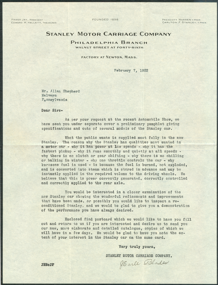 Allen Shepherd Letter February 7, 1922